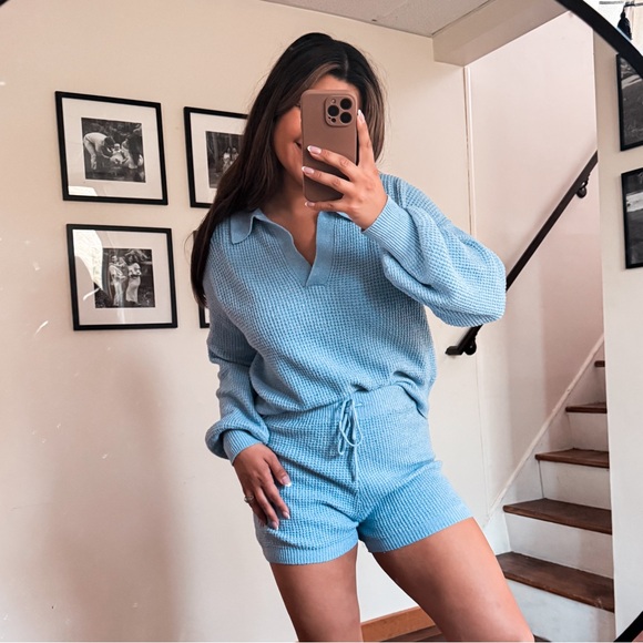 Pink Rose Other - Pink Rose Soft Blue Knit lounge set medium